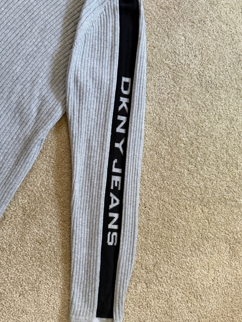 DKNY Men’s Light Gray Quarter-Zip Ribbed Sweater - Picture 2 of 6